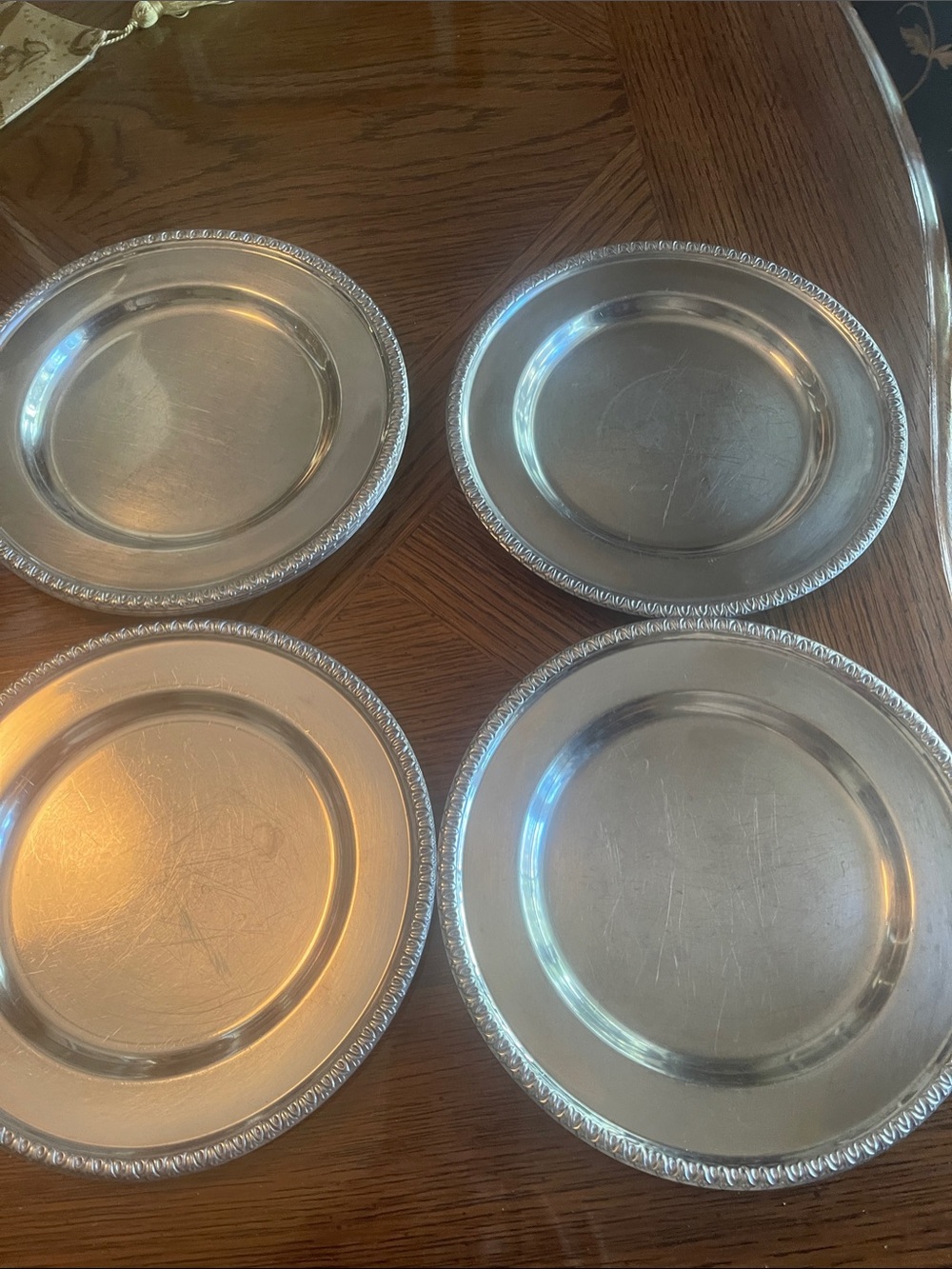 Silver-Tone Decorative Rim Dining Plates - Set of 8